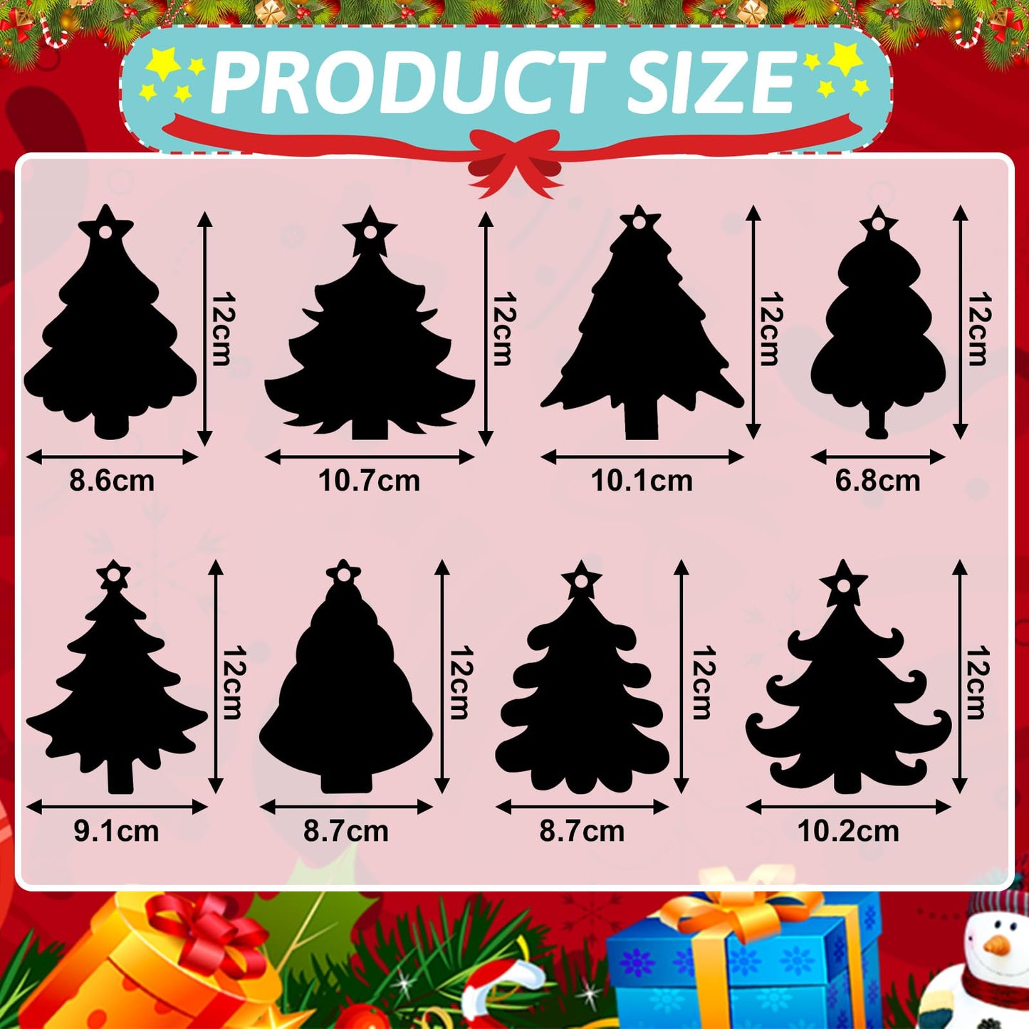 JULMELON 36 PCS Christmas Scratch Art, Christmas Crafts for Kids Magic Rainbow Scratch Paper Cards Christmas Tree Hanging Orname