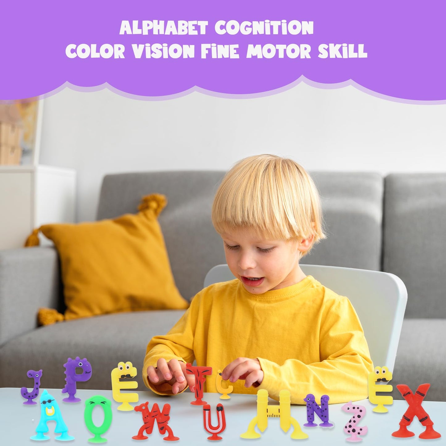 Alphabet Letters Learning Suction Toys: Abc Silicone Baby Bath Toys, Bathtub/Windows/Car/Travel Toys For Toddlers 1-3, Preschool