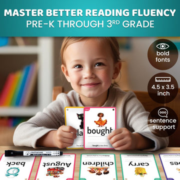 Quokka 520 Sight Words Flash Cards For Kids - 5 Levels From Pre-K To 3Rd Grade | Bold Font & Jumbo Size, Dry Erase, Reusable Cards Color-Coded With Rings For Sorting | Based On Dolch & Fry Word Lists