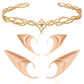 FRESHME Fairy Ears with Elf Crown Set 2 Pairs Soft Elf Ears with Gold Fairy Crown Set Pixie Headband Headpiece Kit Cosplay Costu