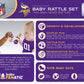 Baby Fanatic NFL Minnesota Vikings Wood Rattle 2 Pack - Official Baby Toy Set, Multicolor