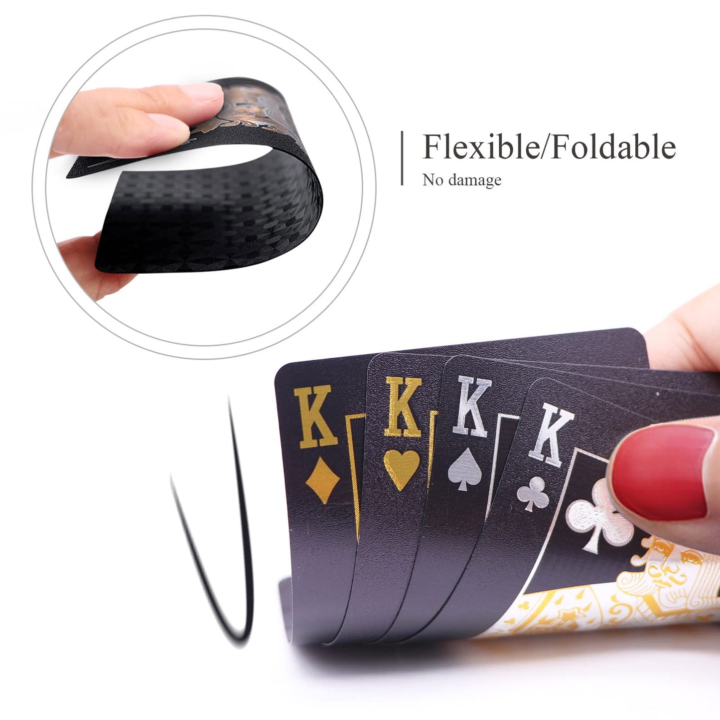 WJPC Black Diamond enhanced PVC Material Elastic Waterproof game-style Playing Cards Cool Playing Cards for Party and Game Deck of Cards