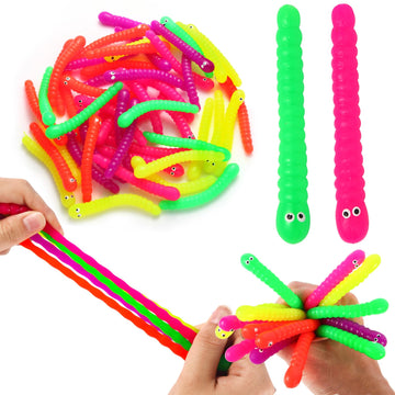 50 Pcs Stretchy Fidget Toys Colorful Stretchy Strings,Sensory Fidget Worm Stretch Toys For Kids, Stocking Stuffers Party Favors