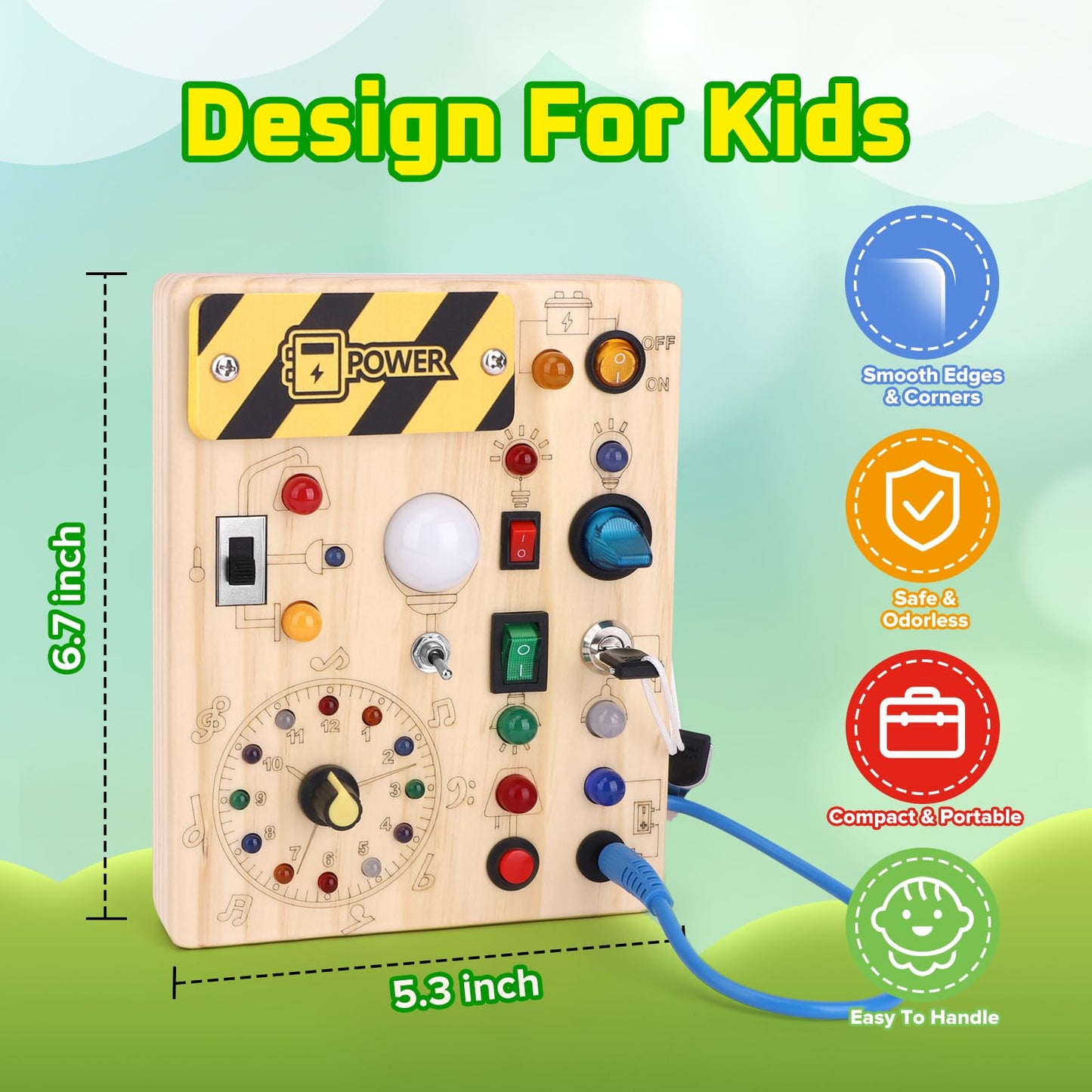 Wakelnsa Montessori Busy Board,Montessori Toys For 1-3 Years Old,Baby Sensory Board,Preschool Learning Activities,Wooden Toys Fo