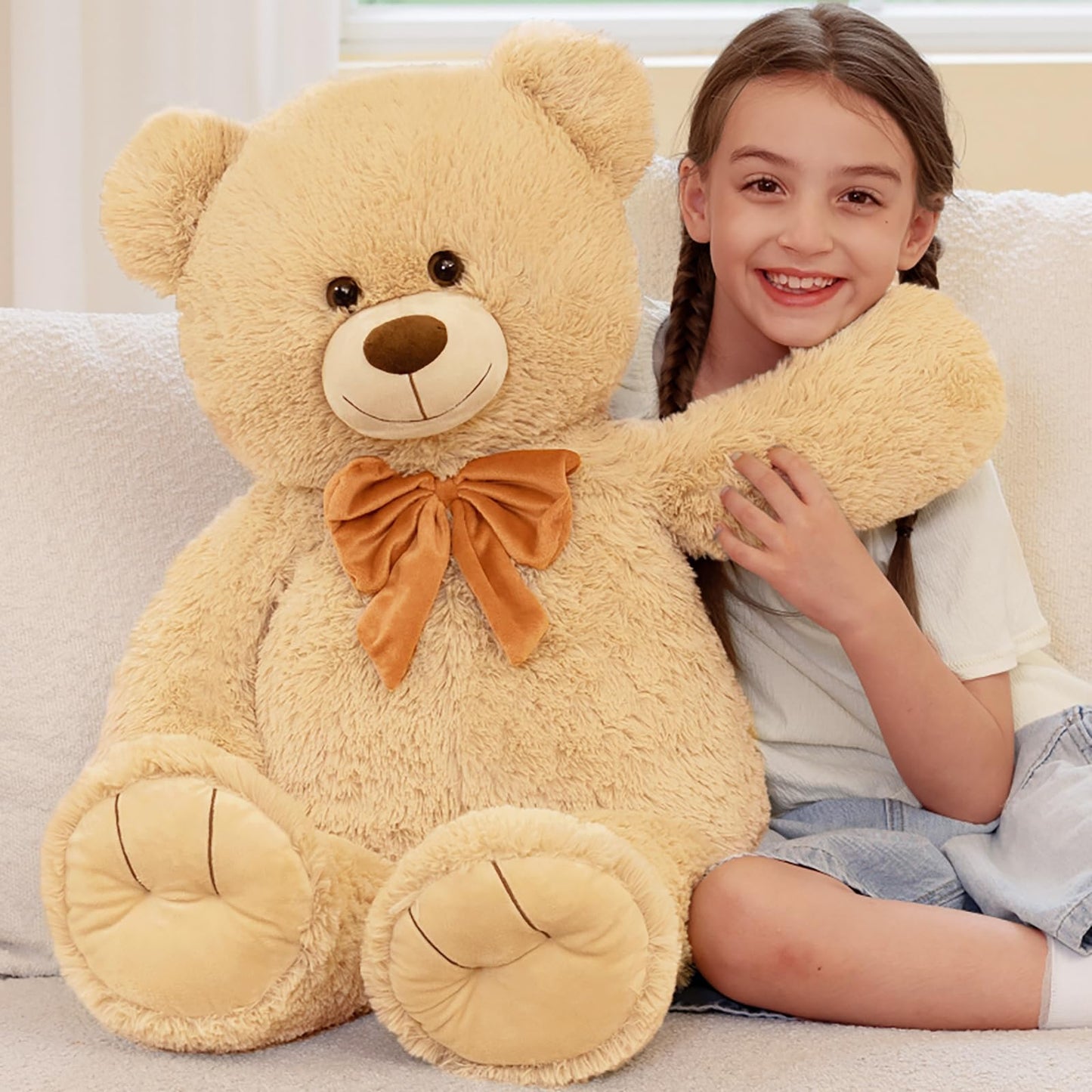 Tezituor Big Teddy Bear Stuffed Animal  36 Large Plush Soft Bear Toys Baby Shower Decor Christmas Valentines Gifts for Girls Boys Girlfriends  Brown