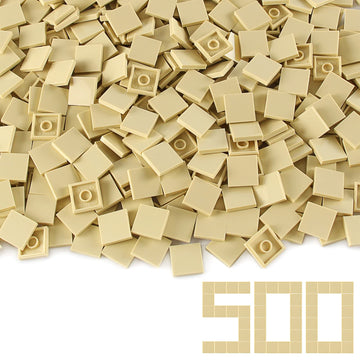 Tan 2  2 Tile   500 Parts And Pieces Flat Moc Bricks, Bulk Building Blocks For Smooth Surface Wall Floor, Toy Accessories Compat