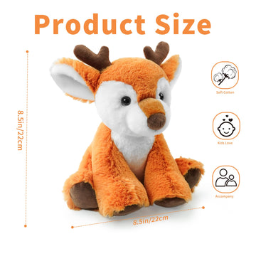 Hideekoog Sika Deer Stuffed Animal Toys  8.5 Inch Soft and Cuddly Fawn Plush Animals Toy  Cute and Realistic Stuffed Animals Gifts for Boys and Girls Soft Toy for Kids