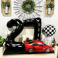 Race Car Number 7 Balloons,40 Inch Racing Car 7 Birthday Balloons Two Fast Balloon Race Track Black 7 Balloon Number For Cars Theme Birthday Party