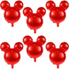 6 Pcs Mouse Head Balloons, 24'' Mouse Mylar Balloon Jumbo Mouse Head Aluminum Foil Balloons For Birthday Party Decorations Baby Shower Supplies Party Favors (Red)