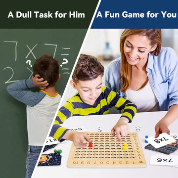 Bakam Wooden Multiplication Board Math Game For Kids 8-12, Math Manipulatives Set With 100Pcs Flash Cards For Kids 6-8 Years Old, Montessori Counting Toy For Boys Girls Preschool Learning