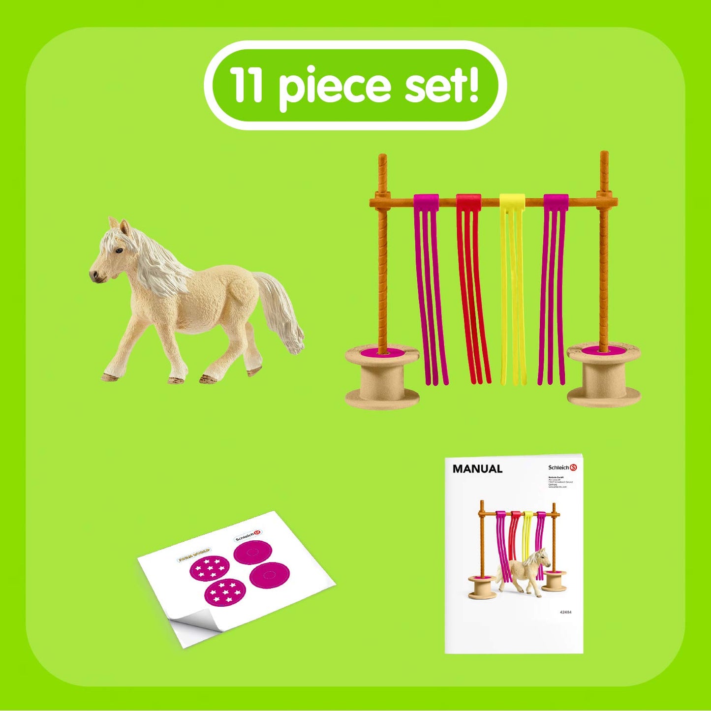Schleich Farm World, Horse Toy For Girls And Boys, Pony Curtain Obstacle Playset With Horse Figurine 11-Piece Set, Ages 3+