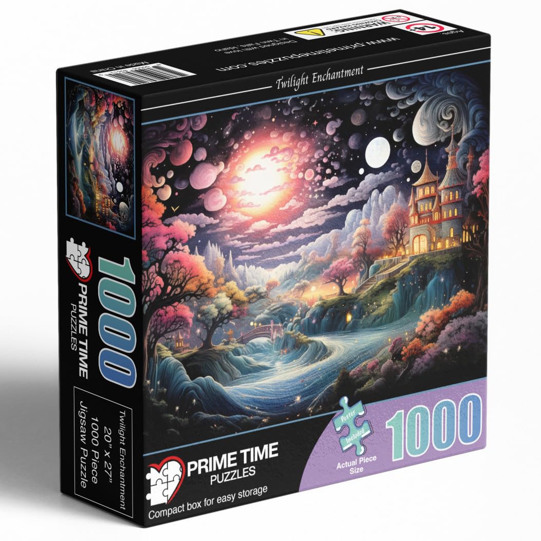 Prime Time Puzzles 1000 Piece Jigsaw Puzzle For Adults - Colorful Magic River Mansion - Challenging Puzzle Perfect For Game Nigh