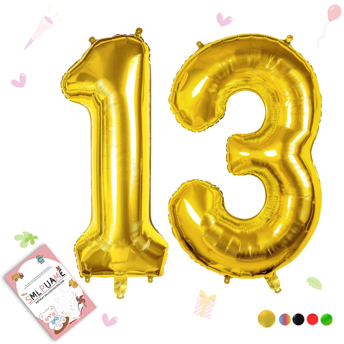 Smlpuame 40 Inch Number Balloon 0-9 Gold Large Number 13 Balloons,Digital Balloons For Birthday Party Celebration Decorations Su