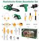 Mathea Kids Tool Set, Toddler Tool Set, Pretend Play Kids Construction Drill Toys for Kids with Electronic Chainsaw Toys & Kid D