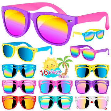 Kids Sunglasses Bulk, Kids Sunglasses Party Favor, 16Pack Neon Sunglasses For Kids Boys Girls Age 3-8, Party Favors For Kids 3-5