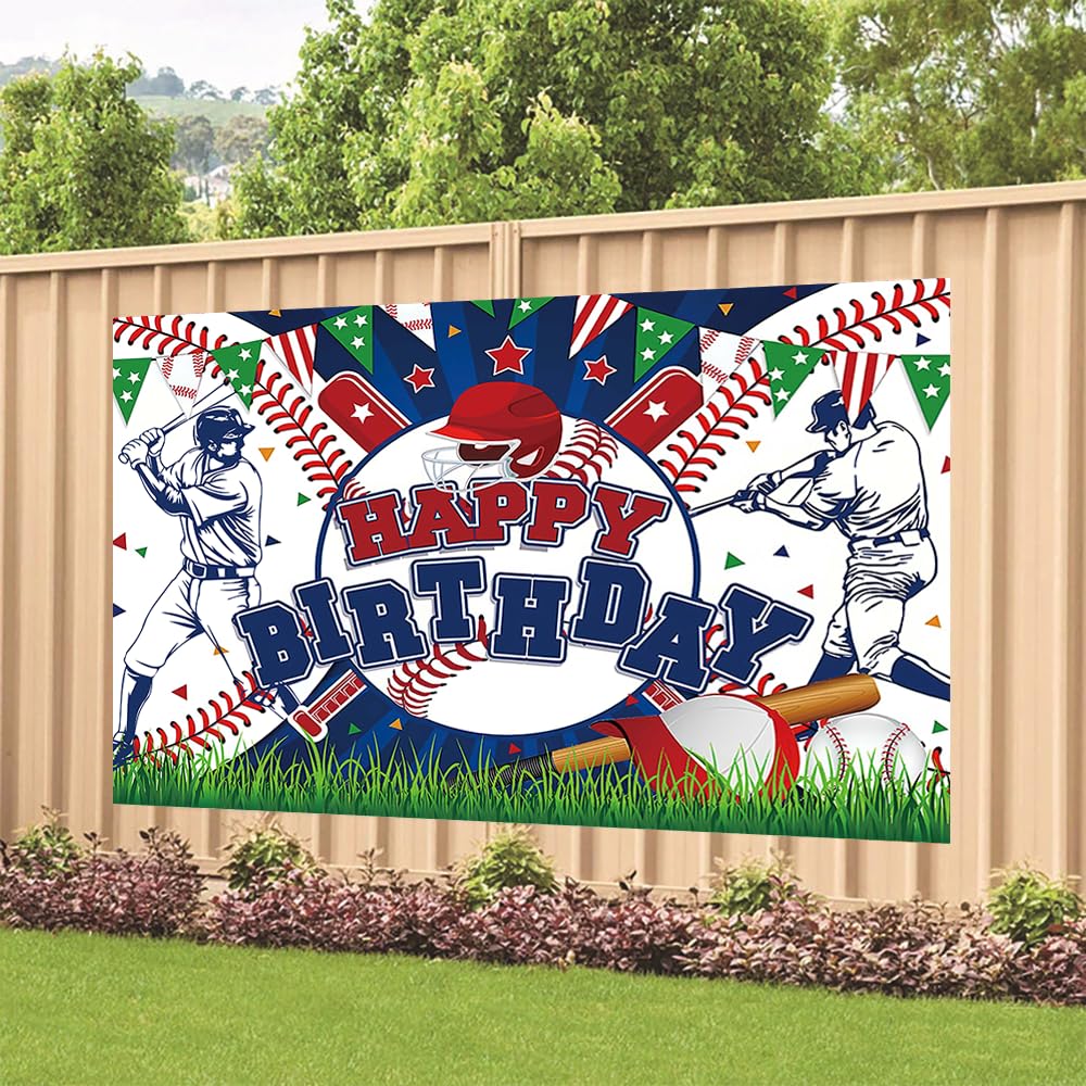 Baseball Birthday Party Backdrop Baseball Themed Happy Birthday Banner Photography Background for Boys Kids Teens Party Supplies