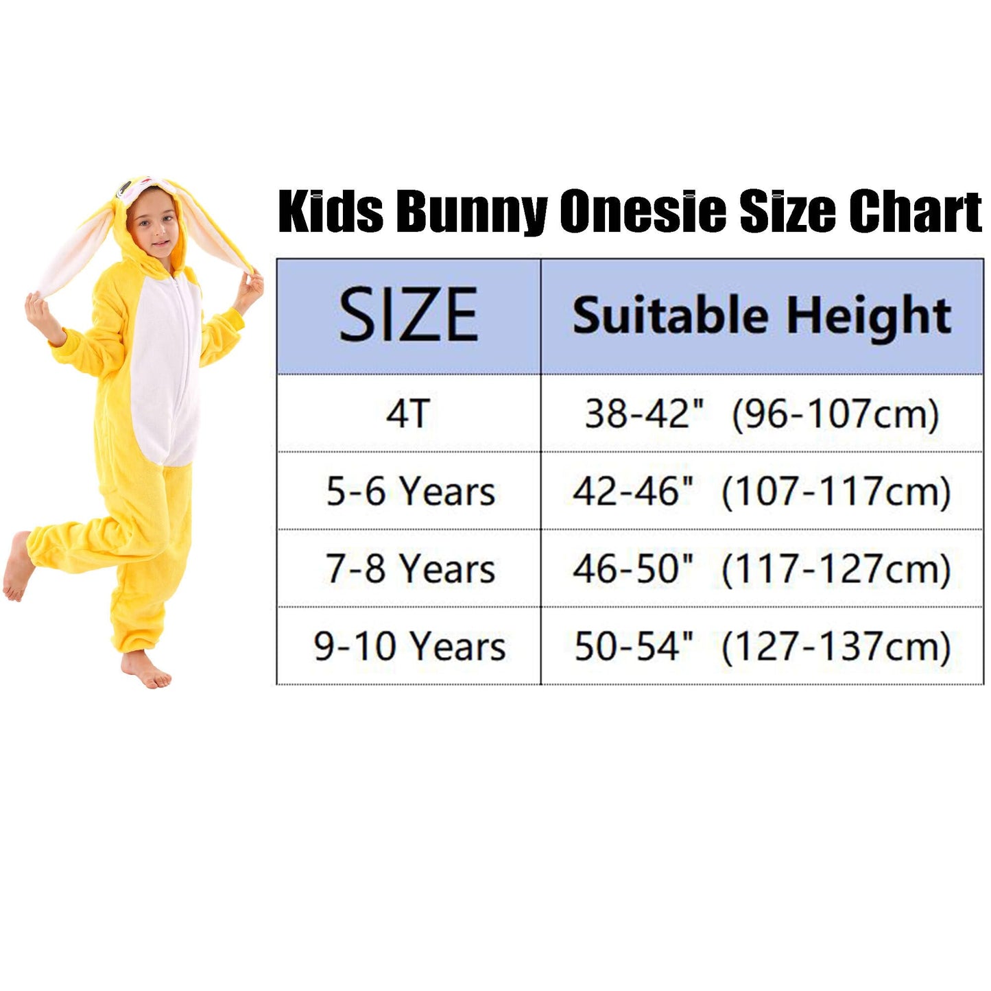 TYONMUJO Animal Onesie Costume for Kids Halloween Costumes for Girls Boys Cosplay Outfit Rabbit Bunny Yellow 130