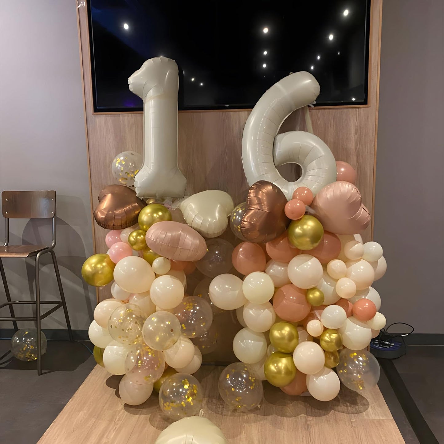 Paticool 40 Inch Beige Number Balloon 6, Large Cream Number Foil Mylar Balloons For Birthday Party Celebration Decorations Suppl