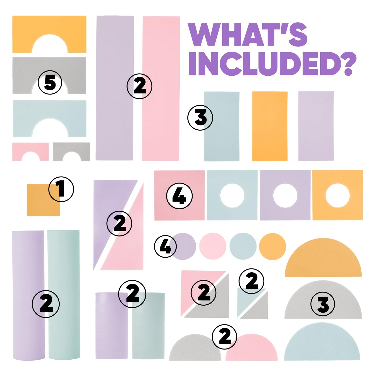 Set of 34 Jumbo Large Foam Blocks for Toddlers - Stacking Soft Blocks for Kids with Shapes & Colors Learning - Construction Building Preschool Toys - Giant Foam Bath Blocks for Toddlers 3-5 & above