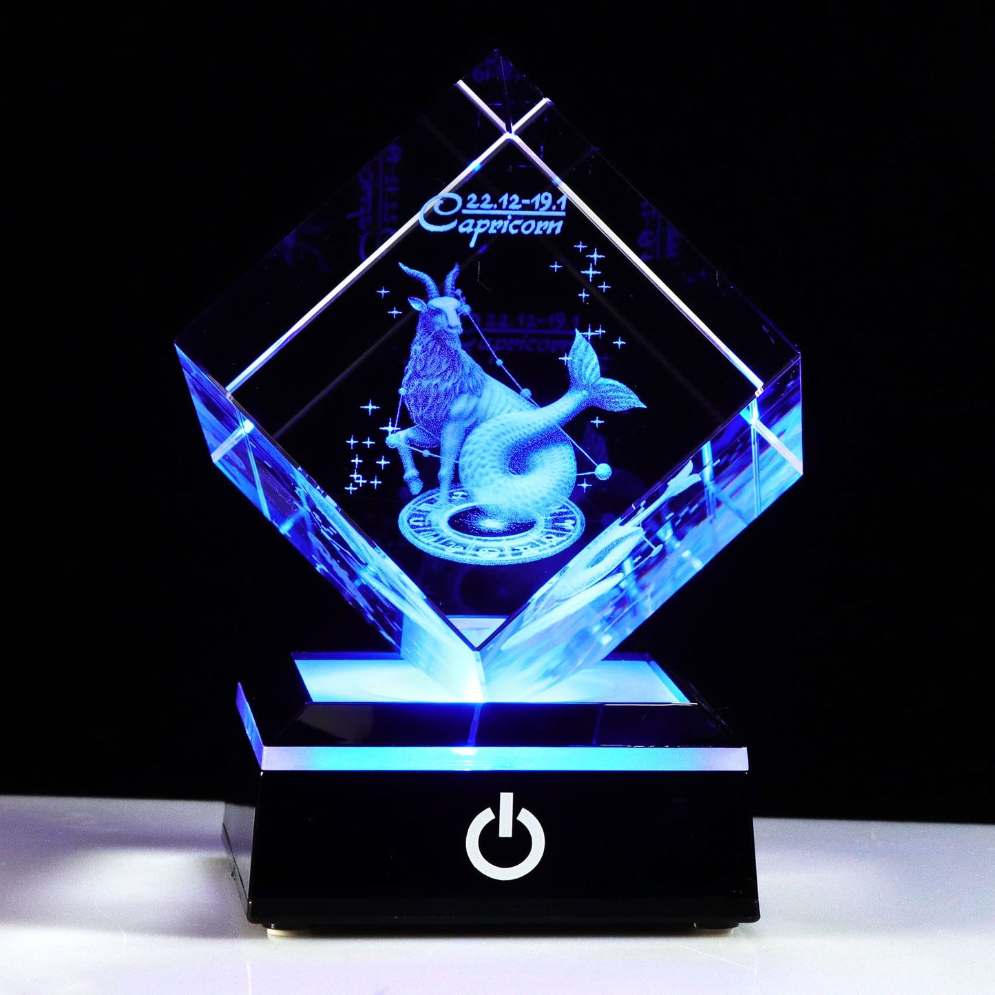 3D Crystals Capricorn Zodiac Astrology Gifts For Women Men,Capricorn Glass Figurine Decor Constellation Stuff December January B