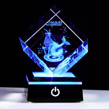3D Crystals Capricorn Zodiac Astrology Gifts For Women Men,Capricorn Glass Figurine Decor Constellation Stuff December January B