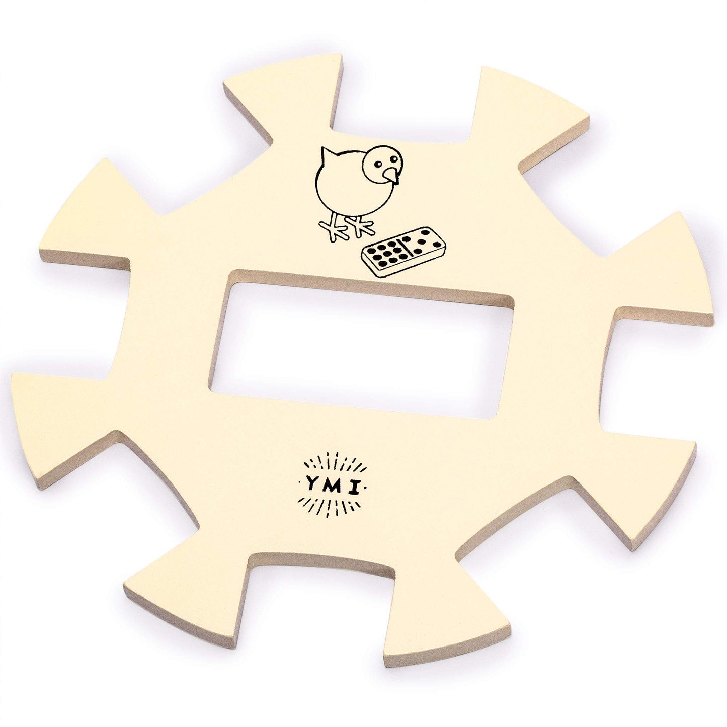 Yellow Mountain Imports Chicken Foot Game Set with Double 9 Dominoes, Wooden Case, 7.3"x7.3"x2.4", Yellow, Acrylic