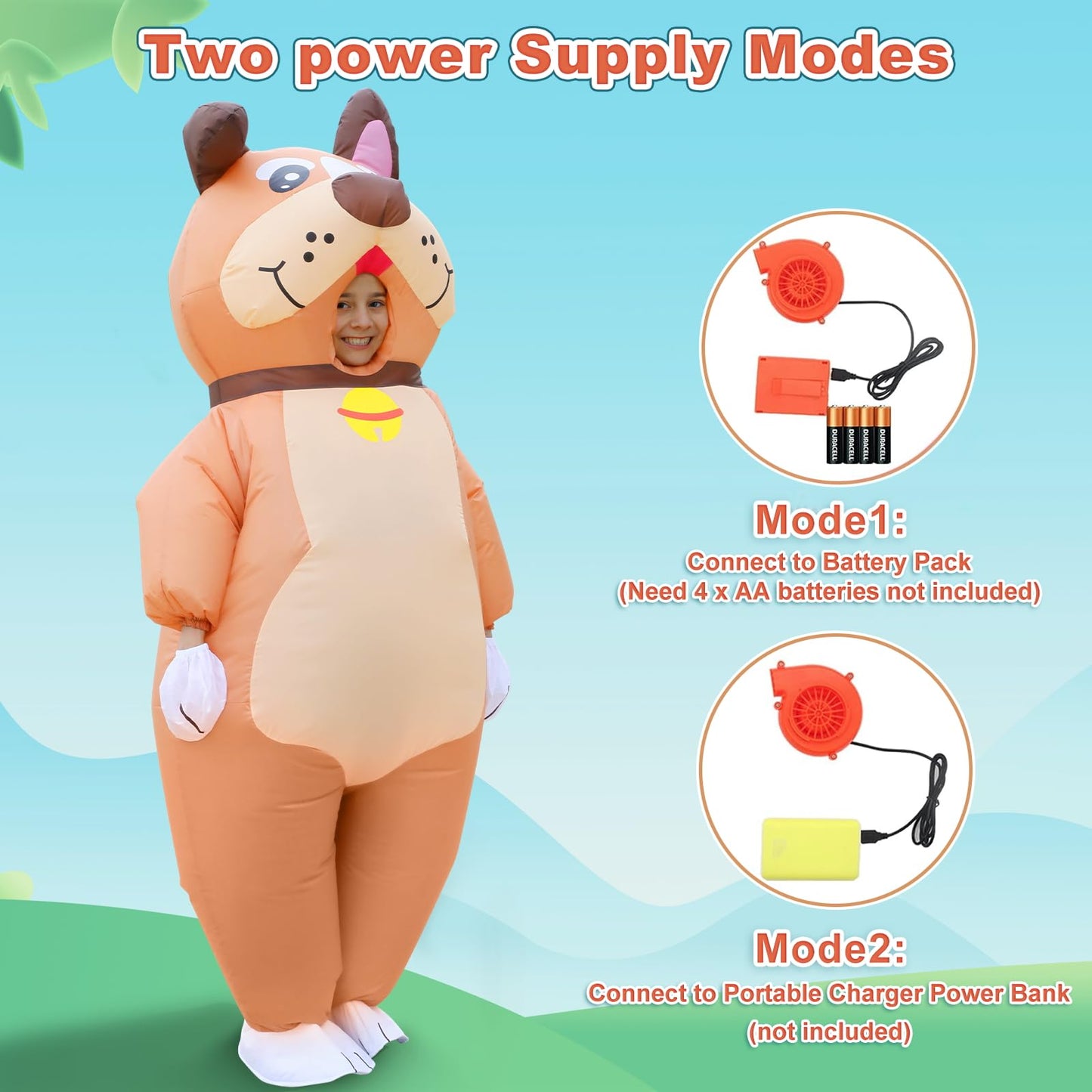 Xyjkidses Inflatable Costume For Kids Dog Halloween Costumes For Kid Funny Bulldog Blow Up Costumes For Boys Girls Cosplay Party