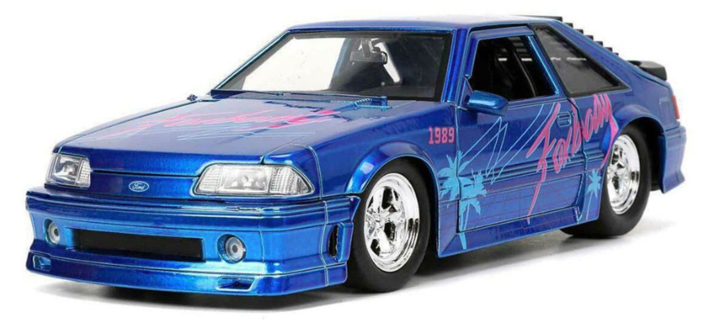 Jada Toys I Love The 80      s 1:24 1989 Ford Mustang GT Die-Cast Car, Toys for Kids and Adults, Blue