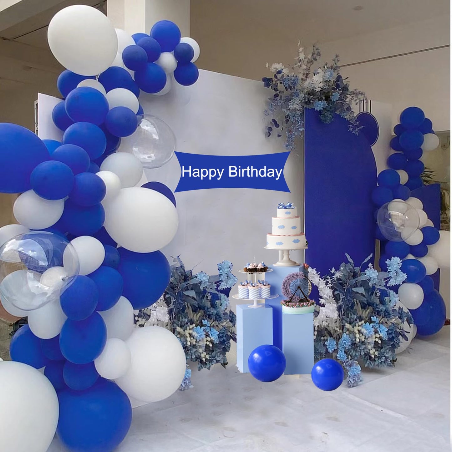 154Pcs Royal Blue Balloons Garland Arch Kit In Different Sizes 5/10/12/18 Inch Royal Blue Balloons For Birthday Party Decoration