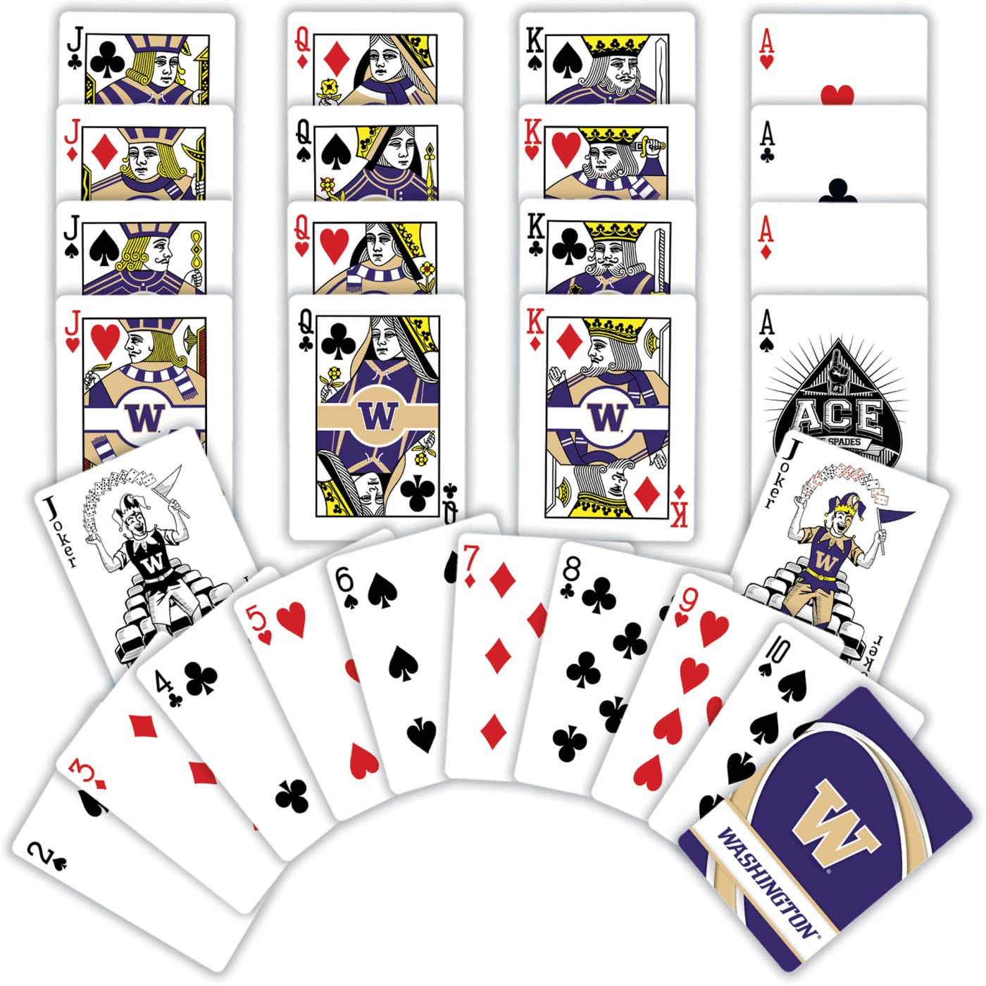Masterpieces NCAA Washington Huskies Playing Cards  2.5 x 3.5 - enhanced Quality  Educational  and Fun Activity for Kids and Families - Great Gift Idea for Holidays  Birthdays  and Everyday Playtime