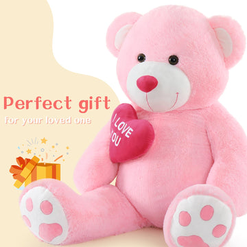 Tezituor Large Teddy Bear Stuffed Animal 5Ft, Big Teddy Bear With Heart, Giant Brown Stuffed Bear Plush Toys For Kids, I Love Yo