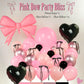 Kozee Coquette Birthday Decoration Kit - 150pcs Balloon Garland Arch, Pastel Pink & Black, Rubber, Cake Topper for Girls Baby Shower Party