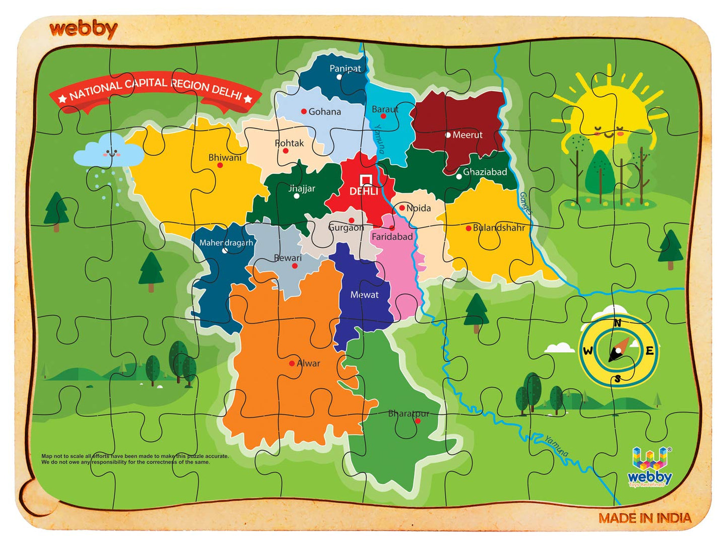 Webby Kids National Capital Region (Ncr) Map Wooden Jigsaw Puzzle, 40Pcs