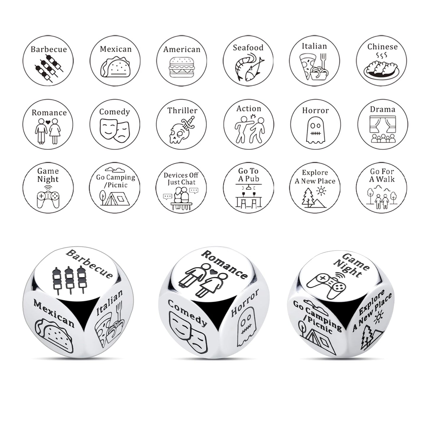 3 PCS Anniversary for Him Her Couple Gifts Date Night Gifts for Boyfriend Girlfriend Food Decider One Year Anniversary Steel Gif