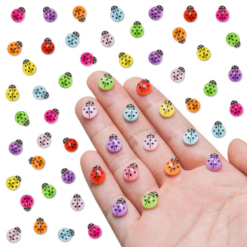 100 Pieces Colorful Mini Ladybug Decor for Crafts Dollhouse Miniature Things Tiny Ladybugs for Fairy Garden Dollhouse Micro Land