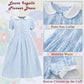 FORTMAC Pioneer Dresses for Girls Colonial Prairie Dress Girls Short Sleeves 1800s Pilgrim Costume with Apron and Bonnet Blue 11