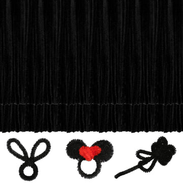 150 Pieces Black Pipe Cleaners for Hair, Pipe Cleaners Chenille Stem, Craft Pipe Cleaners, Art Pipe Cleaners, Fuzzy Sticks for C