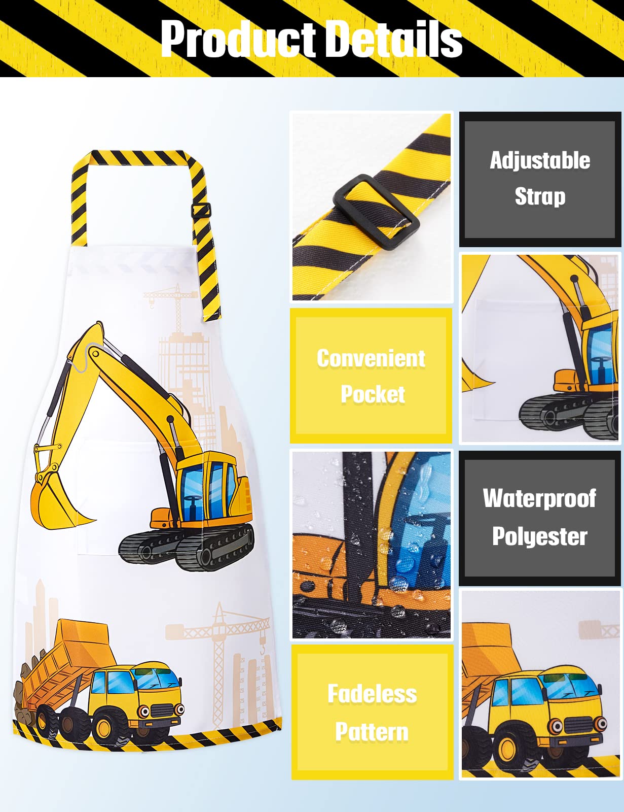 Wernnsai Kids Aprons For Boys - Truck Toddler Apron For Kids Paint Art Smock Waterproof Cooking Baking Painting Gardening Artist Chef Apron For Kids Age 6-10 Years