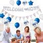 Welcome Home Decorations,Blue Silver Welcome Home Balloons Banners Set,Welcome Home Glitter Banner With Confetti Balloons,Pennan