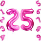Atpata Funky Pink Number Foil Balloons for Numeric Milestone Parties (25)