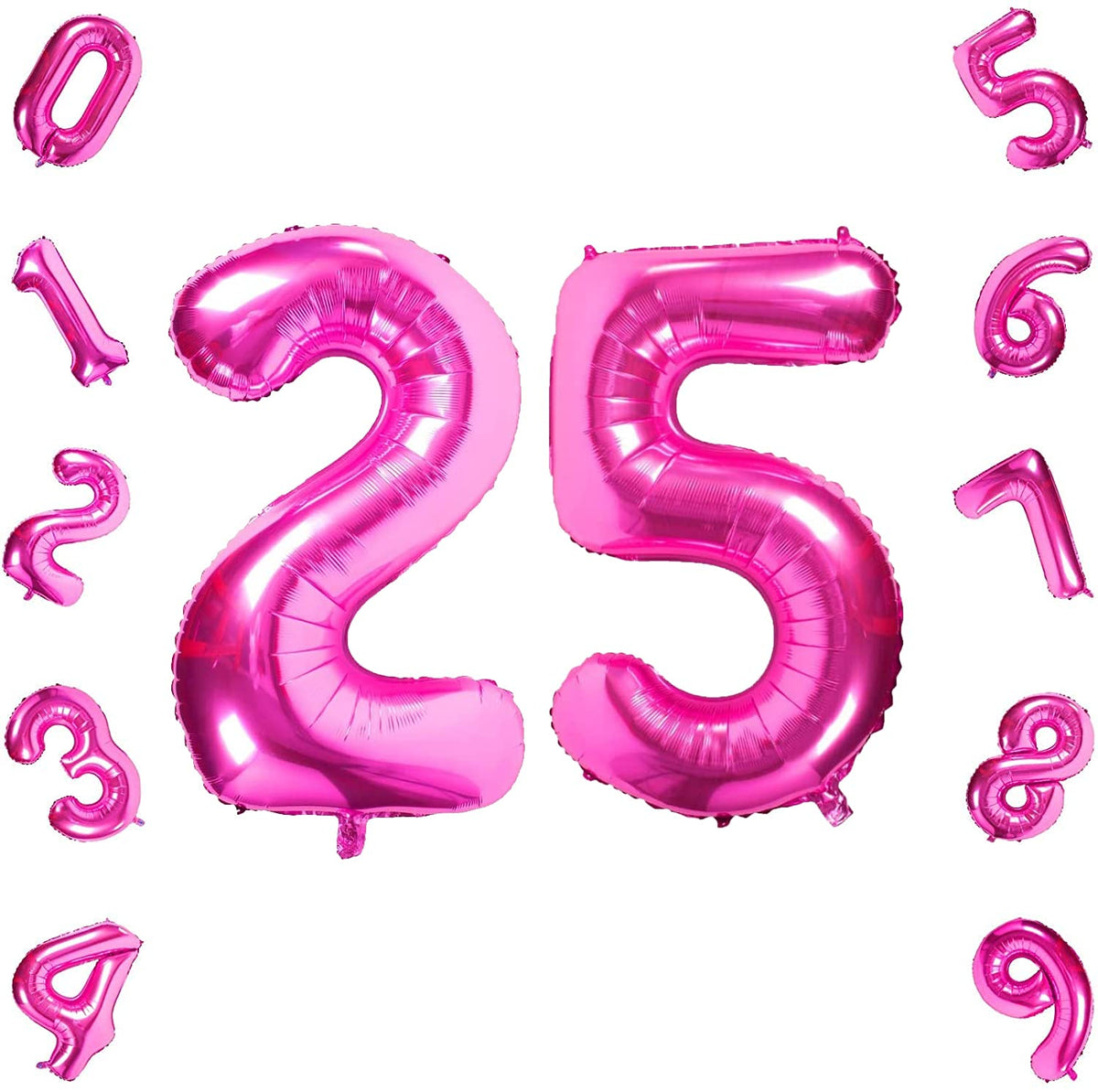 Atpata Funky Pink Number Foil Balloons for Numeric Milestone Parties (25)