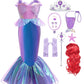 Luzlen Litttle Mermaid Costume Girls Princess Ariel Dress Up Purple Outfit With Wig For Birthday Halloween Cosplay Party, 2-3T(Tag 100)