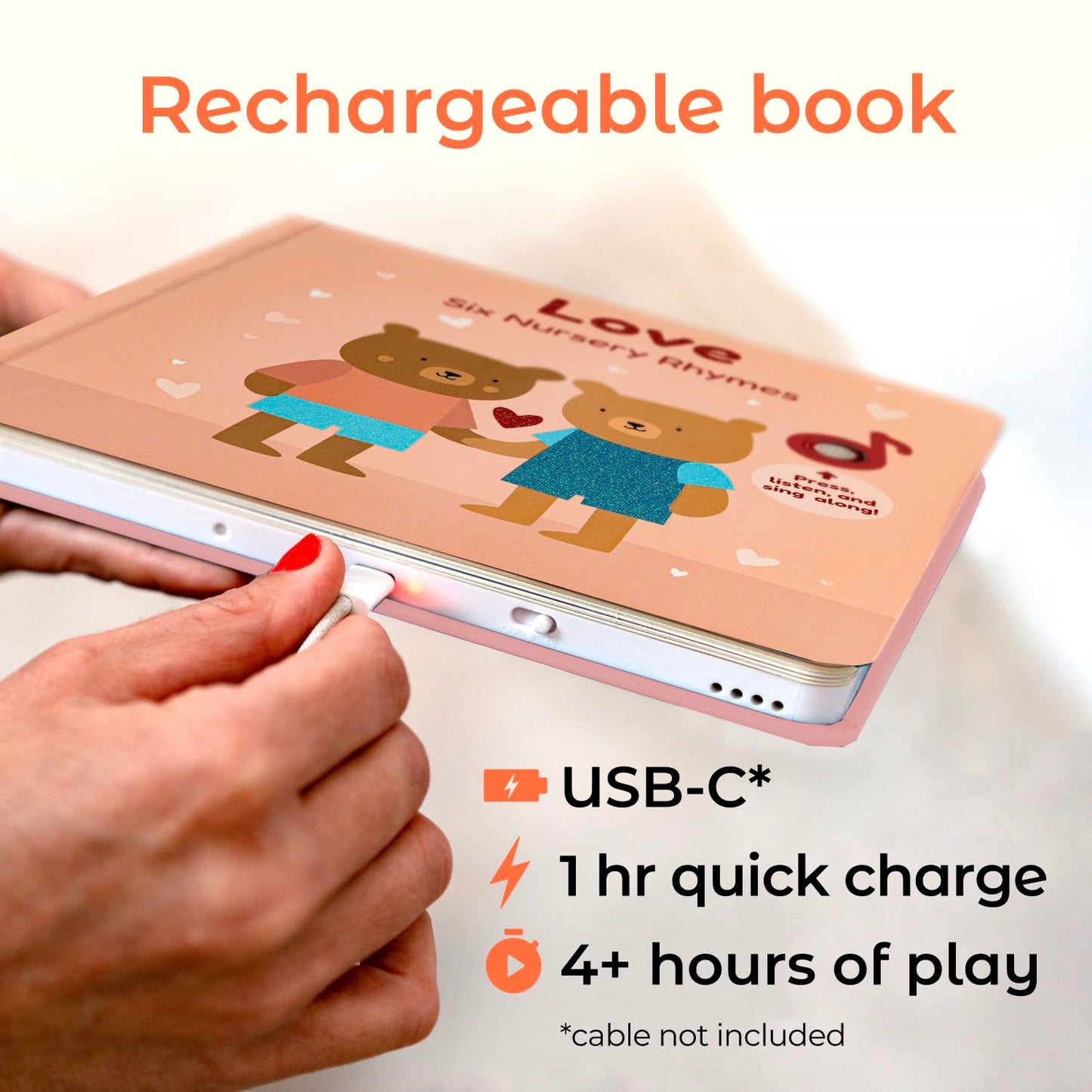 Cali'S Books Love Nursery Rhymes Musical Book Usb-C Rechargeable