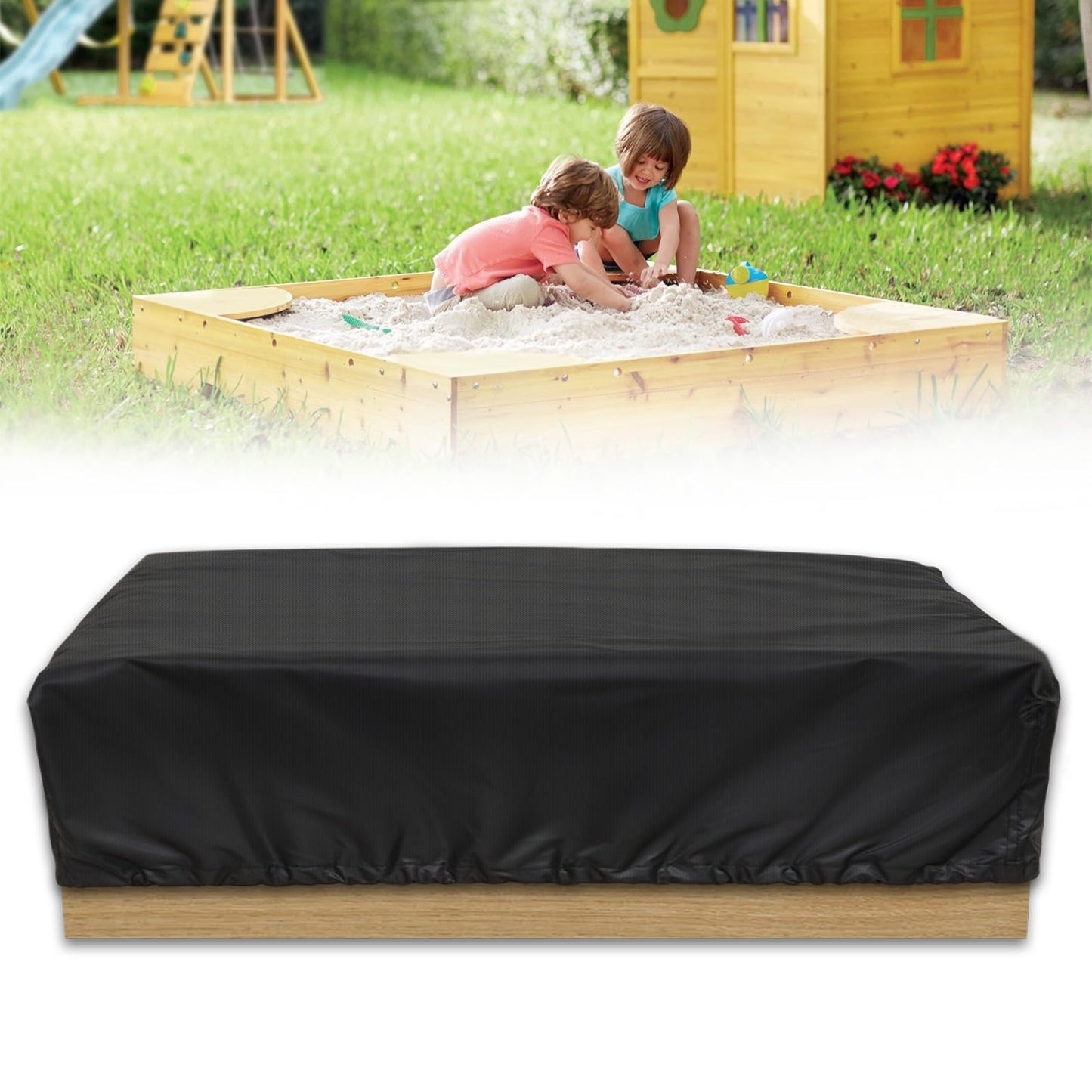 NEVERLAND Waterproof Sandboxes Cover, Square Heavy Duty Outdoor Sand Box Cover, UV Resistant and Dustproof, Suitable for Protect