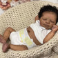 Zero Pam Reborn Baby Dolls Black Boy Sleeping with Curly Hair, 18 Inch African American Soft Vinyl Full Body Silicone Realistic 