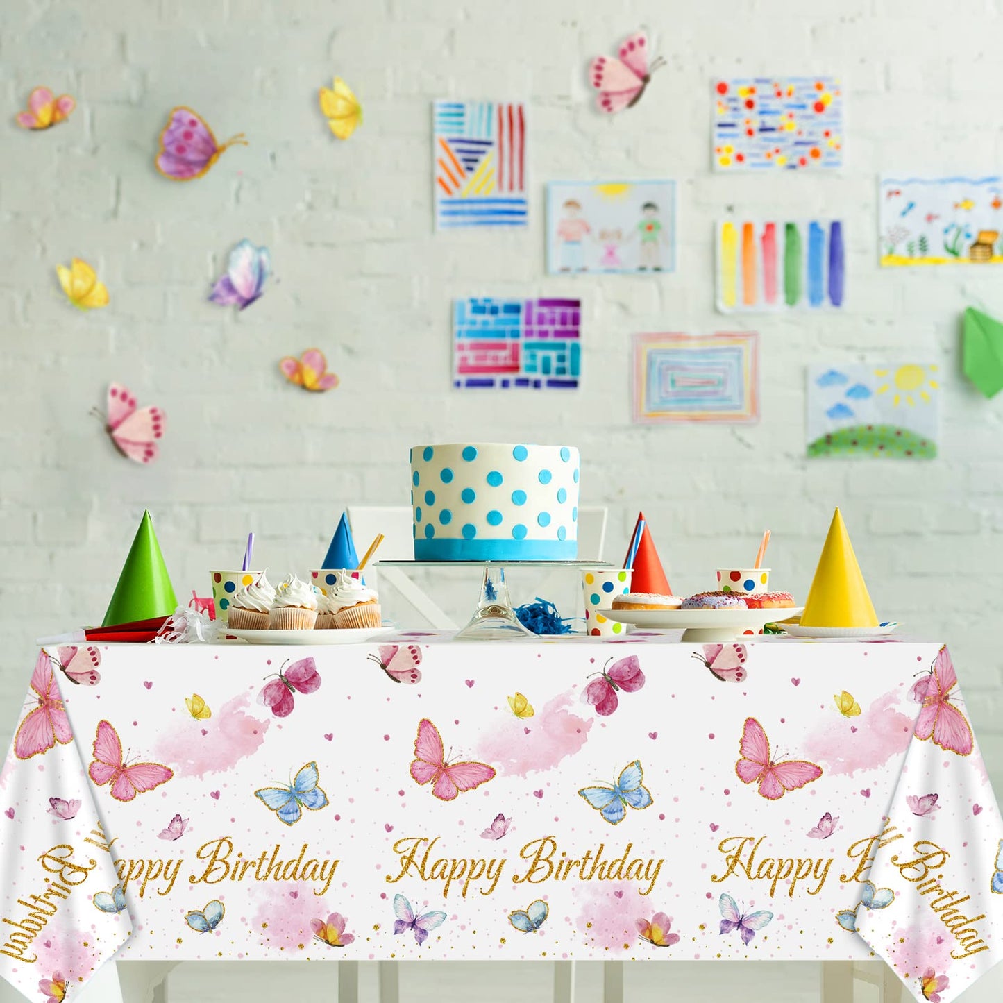 Tiamon 3 Pack Butterfly Tablecloth Birthday Party Decorations Plastic Waterproof Table Covers Rectangular Disposable Decor 108 x