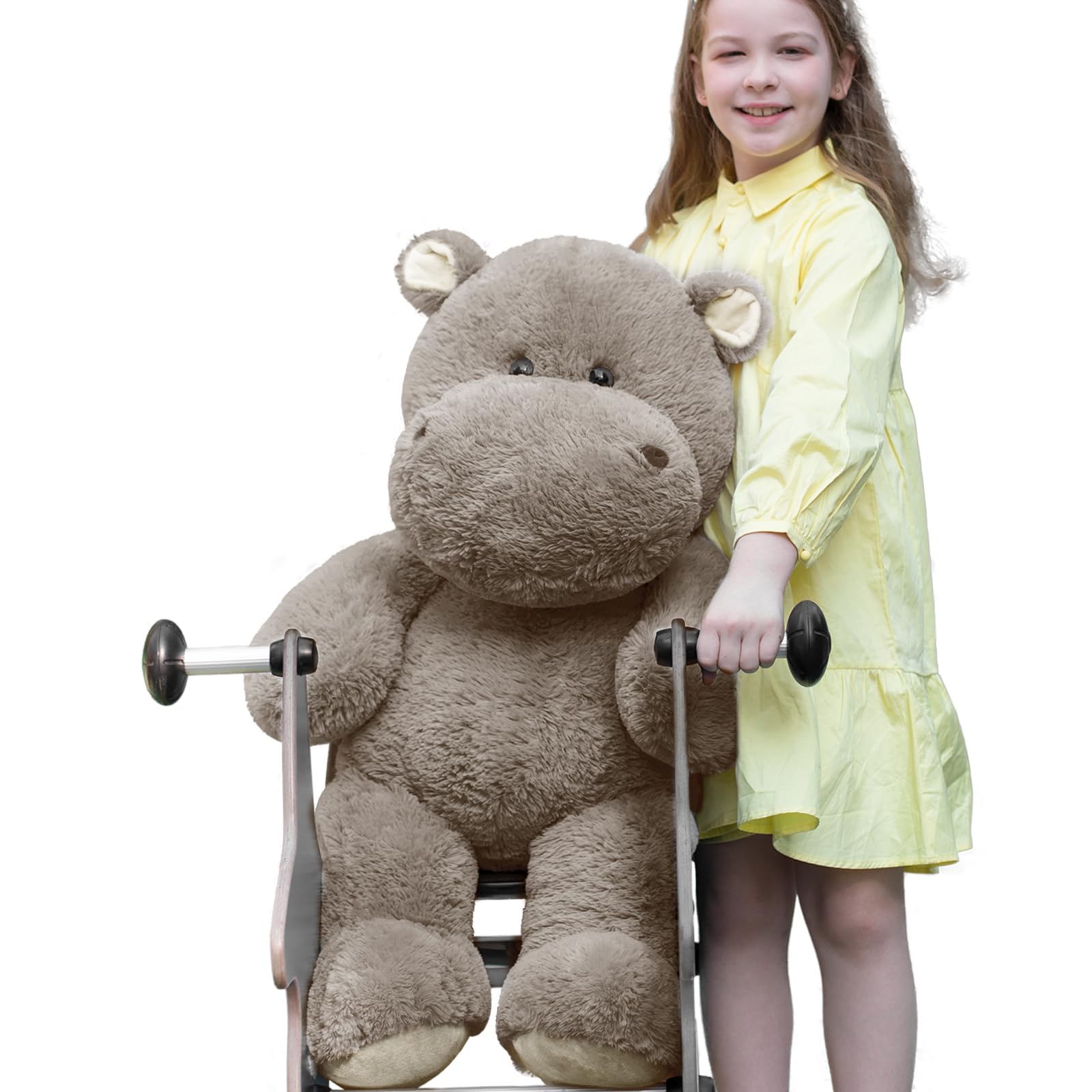 Beniny Giant Humongous Hippo Stuffed Animals 36'', Oversized Hippo Plush, Soft Hug Cute Jumbo Hippo Toy Plush Gift For Kid, Gray