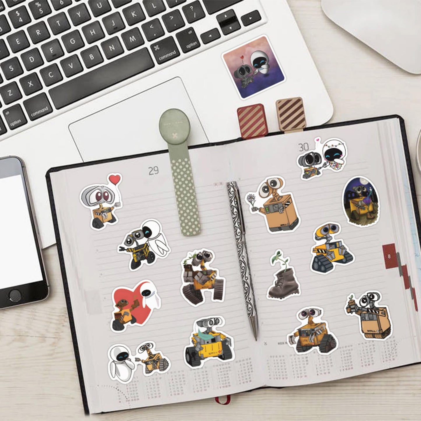50 Pcs Walle Stickers Waterproof Vinyl Stickers For Water Bottles Laptop Skateboard Luggage Computer Stickers For Teens Girls Ki