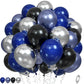 Paready Metallic Balloons Set - Blue, Black & Silver - Rubber Party Balloons for Kids & Adults - Birthday, Wedding, Baby Shower