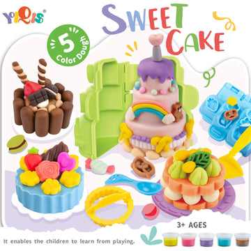 Hasayaqi Brithday Party Play Food Playdough Sets For Kids Ages 4-8,Sweet Cakes Kitchen Creations Play Dough Set For Kids Ages 2-